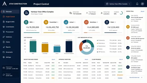 Illustrative ATW Construction project control interface